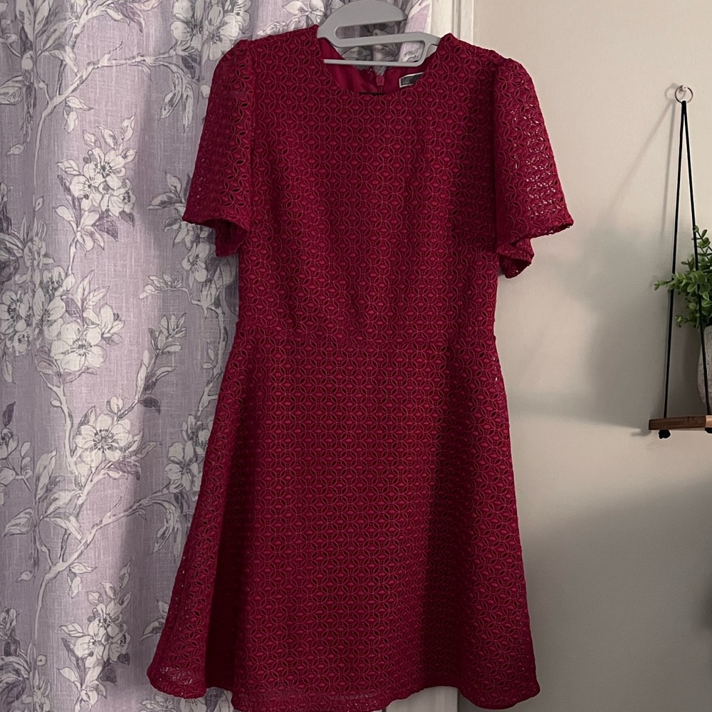COPY - Pink Chelsea28 dress with eyelet short sleeves size small